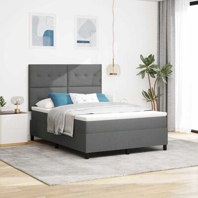vidaXL Boxspringbett Dunkelgrau und Weiß 152 x 203 cm Stoff Grau vidaXL Boxspringbett Dunkelgrau und Weiß 152 x 203 cm Stoff Grau