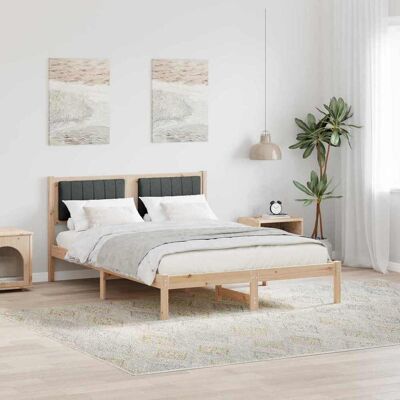 vidaXL Bettgestell mit gepolstertem Kopfteil Dunkelgrau 135 x 190 cm Braun vidaXL Bettgestell mit gepolstertem Kopfteil Dunkelgrau 135 x 190 cm Braun