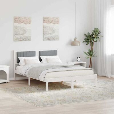 vidaXL Bettgestell mit gepolstertem Kopfteil Hellgrau 135 x 190 cm Weiß vidaXL Bettgestell mit gepolstertem Kopfteil Hellgrau 135 x 190 cm Weiß