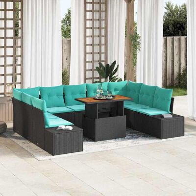vidaXL Garten-Sofa-Set 10 stk. 9-Sitzanzahl Schwarz und Teal Schwarz vidaXL Garten-Sofa-Set 10 stk. 9-Sitzanzahl Schwarz und Teal Schwarz