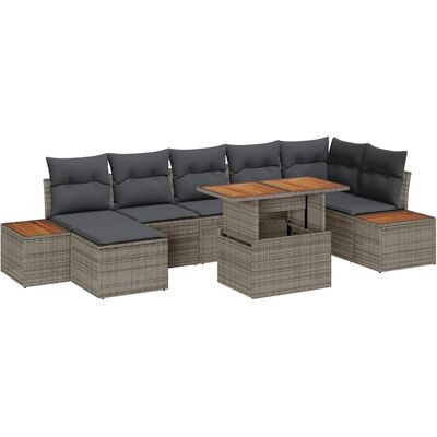 Garten 8-teiliges Esszimmer-Set mit Kissen - Gartengarnitur Garten 8-teiliges Esszimmer-Set mit Kissen - Gartengarnitur