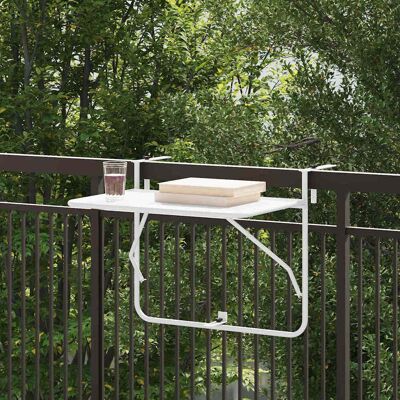 vidaXL Balkontisch Weiß Metall Mittel Outdoor-Tisch Rechteckig vidaXL Balkontisch Weiß Metall Mittel Outdoor-Tisch Rechteckig
