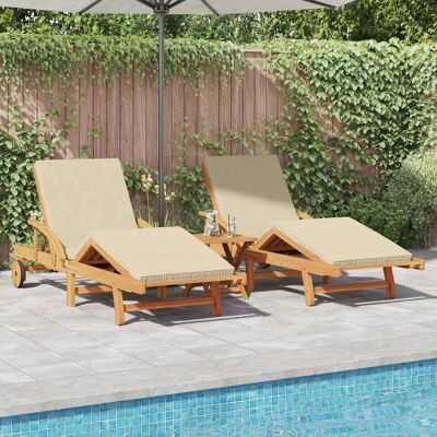 vidaXL Sonnenliege 2 Stk. Massivholz Akazie Beige Beige vidaXL Sonnenliege 2 Stk. Massivholz Akazie Beige Beige