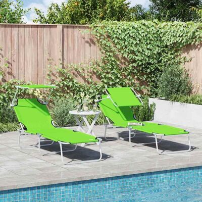 vidaXL Sonnenliege 2 Stk. Polyester Grün Grün vidaXL Sonnenliege 2 Stk. Polyester Grün Grün