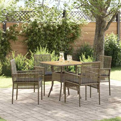 vidaXL Gartentisch-Set 5-teilig Grau Rattan - Gartenmöbel vidaXL Gartentisch-Set 5-teilig Grau Rattan - Gartenmöbel