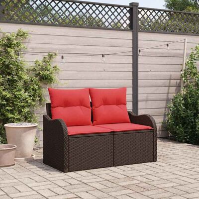 vidaXL Garten-Sofa mit Kissen 121 x 62 x 69 cm Poly-Rattan Braun vidaXL Garten-Sofa mit Kissen 121 x 62 x 69 cm Poly-Rattan Braun