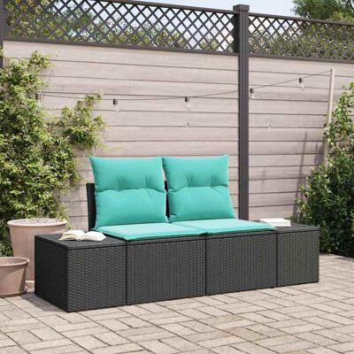 vidaXL Garten-Sofa mit Kissen 184 x 62 x 69 cm Poly-Rattan Schwarz vidaXL Garten-Sofa mit Kissen 184 x 62 x 69 cm Poly-Rattan Schwarz