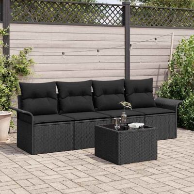 vidaXL Sofa Set 5 Stk. Schwarz Poly-Rattan Schwarz vidaXL Sofa Set 5 Stk. Schwarz Poly-Rattan Schwarz