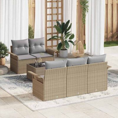 vidaXL Sofa Set 6 Stk. Beige Poly-Rattan Beige vidaXL Sofa Set 6 Stk. Beige Poly-Rattan Beige