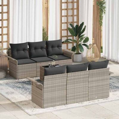 vidaXL Gartensofa-set 7 Stk. Hellgrau Poly-Rattan Hellgrau vidaXL Gartensofa-set 7 Stk. Hellgrau Poly-Rattan Hellgrau