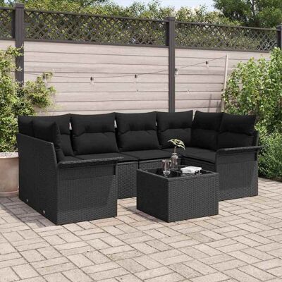 vidaXL Gartensofa-set 7 Stk. Schwarz Poly-Rattan Schwarz vidaXL Gartensofa-set 7 Stk. Schwarz Poly-Rattan Schwarz