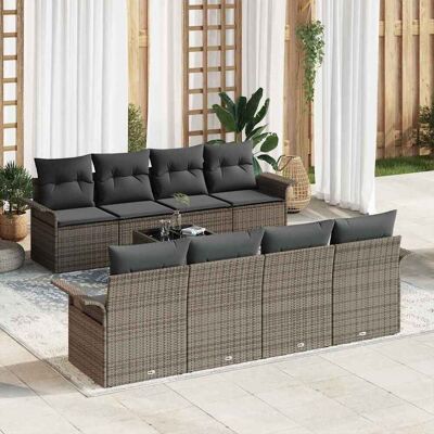 VIDAXL Gartensofagarnitur 9 Stück Grau Synthetischer Rattan VIDAXL Gartensofagarnitur 9 Stück Grau Synthetischer Rattan