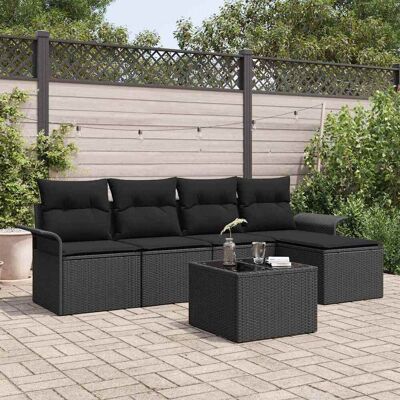 vidaXL Outdoor-Sofa 6 Stk. Schwarz Poly-Rattan Schwarz vidaXL Outdoor-Sofa 6 Stk. Schwarz Poly-Rattan Schwarz