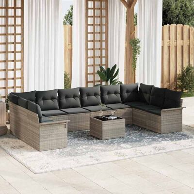 vidaXL Gartensofa-set 11 Stk. Hellgrau Poly-Rattan Hellgrau vidaXL Gartensofa-set 11 Stk. Hellgrau Poly-Rattan Hellgrau