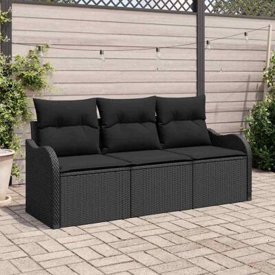 Vidaxl Gartenmöbel 3-teiliges Sofa-Set Schwarz Vidaxl Gartenmöbel 3-teiliges Sofa-Set Schwarz