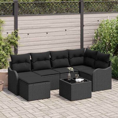 vidaXL Gartensofa-set Schwarz Poly-Rattan Schwarz vidaXL Gartensofa-set Schwarz Poly-Rattan Schwarz