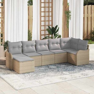 vidaXL Gartensofa-set 7 pcs Beige Poly-Rattan Beige vidaXL Gartensofa-set 7 pcs Beige Poly-Rattan Beige