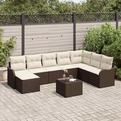 vidaXL Gartensofa-set 9 pcs Braun Poly-Rattan Braun vidaXL Gartensofa-set 9 pcs Braun Poly-Rattan Braun