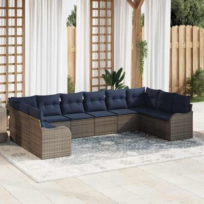 vidaXL Sofa Set 10 stk. Grau Polyester Grau vidaXL Sofa Set 10 stk. Grau Polyester Grau
