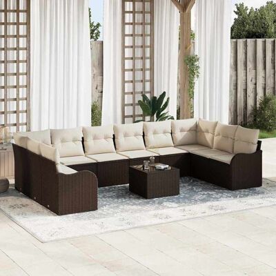vidaXL Gartensofa-set Braun 55 x 55 x 37 cm Poly-Rattan Braun vidaXL Gartensofa-set Braun 55 x 55 x 37 cm Poly-Rattan Braun