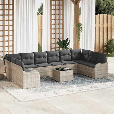 vidaXL Gartensofa-set Hellgrau 55 x 55 x 37 cm Poly-Rattan Hellgrau vidaXL Gartensofa-set Hellgrau 55 x 55 x 37 cm Poly-Rattan Hellgrau