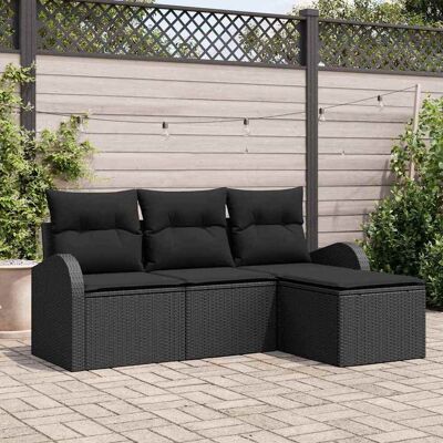 vidaXL Gartensofa-set Schwarz Poly-Rattan Schwarz vidaXL Gartensofa-set Schwarz Poly-Rattan Schwarz