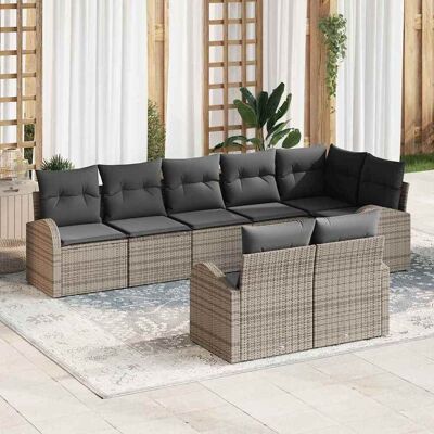 VidaXL Gartensofa-Set - 8-teiliges Grau Rattan Gartensitzgruppe VidaXL Gartensofa-Set - 8-teiliges Grau Rattan Gartensitzgruppe
