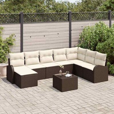 vidaXL Garten-Sofa-Set mit Kissen 9 pcs Braun Poly Rattan Braun vidaXL Garten-Sofa-Set mit Kissen 9 pcs Braun Poly Rattan Braun