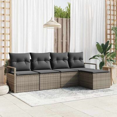 vidaXL Sofa Set 5 pcs Grau Poly-Rattan Grau vidaXL Sofa Set 5 pcs Grau Poly-Rattan Grau