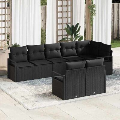 vidaXL Sofa Set 8 pcs Schwarz Poly-Rattan Schwarz vidaXL Sofa Set 8 pcs Schwarz Poly-Rattan Schwarz