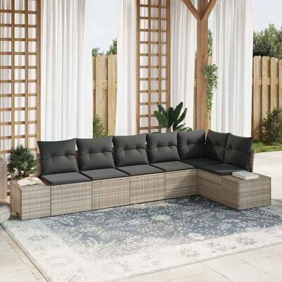 vidaXL Gartensofa-set 6 Stk. Hellgrau Poly-Rattan Hellgrau vidaXL Gartensofa-set 6 Stk. Hellgrau Poly-Rattan Hellgrau