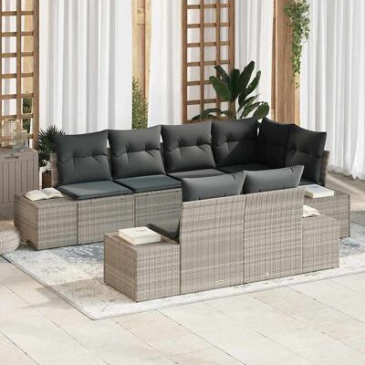 Vidaxl Gartensofa-Set - 7 Stück, Hellgrau, Modular Vidaxl Gartensofa-Set - 7 Stück, Hellgrau, Modular