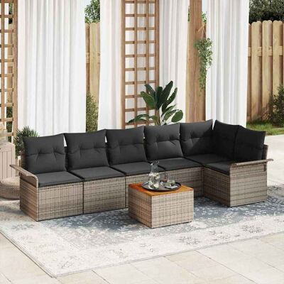 vidaXL Gartensofa-set 7 Stk. Grau Poly-Rattan Grau vidaXL Gartensofa-set 7 Stk. Grau Poly-Rattan Grau