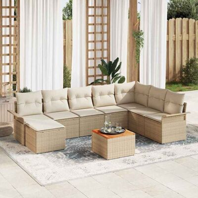 vidaXL Gartensofa-set 9 Stk. Beige Poly-Rattan Beige vidaXL Gartensofa-set 9 Stk. Beige Poly-Rattan Beige