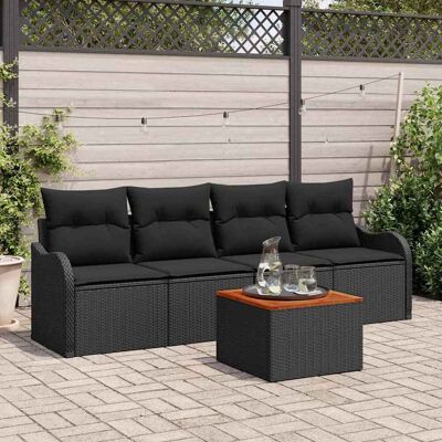 vidaXL Gartensofa-set 5 Stk. Schwarz Poly-Rattan Schwarz vidaXL Gartensofa-set 5 Stk. Schwarz Poly-Rattan Schwarz