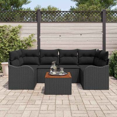 vidaXL Gartensofa-set 7 Stk. Schwarz Poly-Rattan Schwarz vidaXL Gartensofa-set 7 Stk. Schwarz Poly-Rattan Schwarz