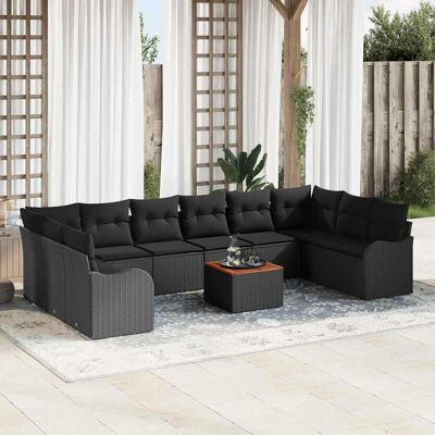 vidaXL Gartensofa-set 11 Stk. Schwarz Poly-Rattan Schwarz vidaXL Gartensofa-set 11 Stk. Schwarz Poly-Rattan Schwarz