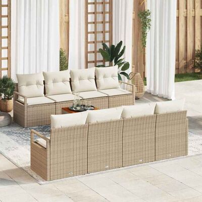vidaXL Gartensofa-set 9 Stk. Beige Poly-Rattan Beige vidaXL Gartensofa-set 9 Stk. Beige Poly-Rattan Beige