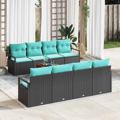 vidaXL Gartensofa-set 9 Stk. Schwarz Poly-Rattan Schwarz vidaXL Gartensofa-set 9 Stk. Schwarz Poly-Rattan Schwarz