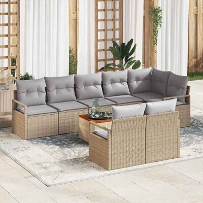vidaXL Gartensofa-set 9 Stk. Beige Poly-Rattan Beige vidaXL Gartensofa-set 9 Stk. Beige Poly-Rattan Beige
