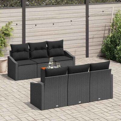 Schwarzes Garten-Sofaset 7-teilig Modern Rattan - Gartenmöbel Schwarzes Garten-Sofaset 7-teilig Modern Rattan - Gartenmöbel
