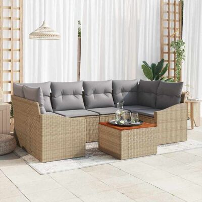 vidaXL Gartensofa-set 7 Stk. Beige Poly-Rattan Beige vidaXL Gartensofa-set 7 Stk. Beige Poly-Rattan Beige