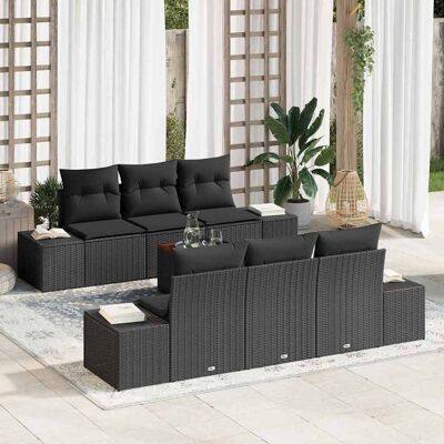 vidaXL Gartensofa-set 7 Stk. Schwarz Poly-Rattan Schwarz vidaXL Gartensofa-set 7 Stk. Schwarz Poly-Rattan Schwarz
