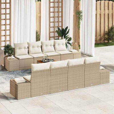 vidaXL Gartensofa-set 9 Stk. Beige Poly-Rattan Beige vidaXL Gartensofa-set 9 Stk. Beige Poly-Rattan Beige