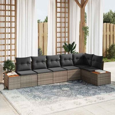 vidaXL Gartensofa-set 6 Stk. Grau Poly Rattan Hellgrau vidaXL Gartensofa-set 6 Stk. Grau Poly Rattan Hellgrau