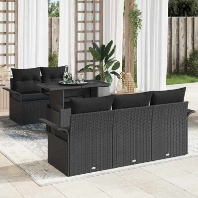 vidaXL Gartensofa-set 6 Stk. Schwarz Poly-Rattan Schwarz vidaXL Gartensofa-set 6 Stk. Schwarz Poly-Rattan Schwarz