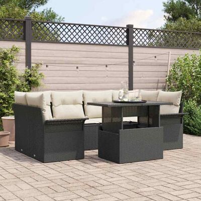vidaXL Gartensofa-set 7 Stk. Schwarz Poly-Rattan Schwarz vidaXL Gartensofa-set 7 Stk. Schwarz Poly-Rattan Schwarz