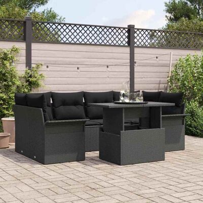Vidaxl Gartensofagarnitur - Schwarz Rattan 7-teiliges stilvolles Outdoor-Möbelset Vidaxl Gartensofagarnitur - Schwarz Rattan 7-teiliges stilvolles Outdoor-Möbelset