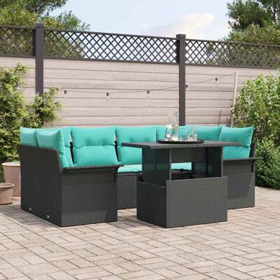 vidaXL Gartensofa-set 7 Stk. Schwarz Poly-Rattan Schwarz vidaXL Gartensofa-set 7 Stk. Schwarz Poly-Rattan Schwarz