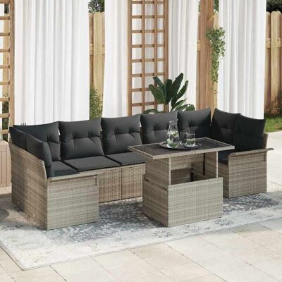 vidaXL Gartensofa-set 8 Stk. Hellgrau Poly-Rattan Hellgrau vidaXL Gartensofa-set 8 Stk. Hellgrau Poly-Rattan Hellgrau